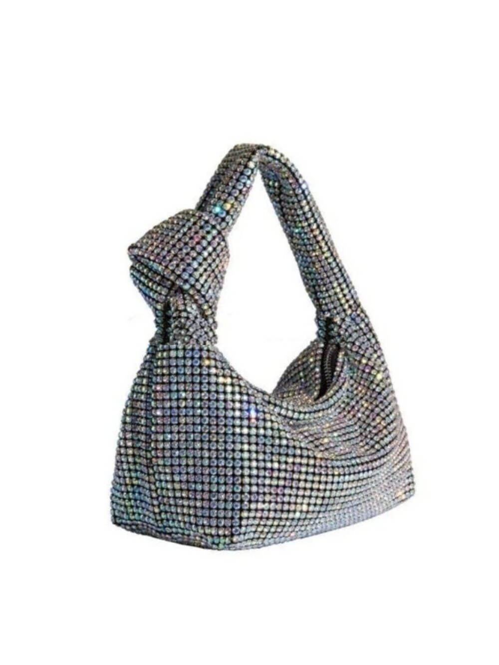 Madison West Knotted Aurora Boraelis Rhinestone Dumpling Evening Handbag
